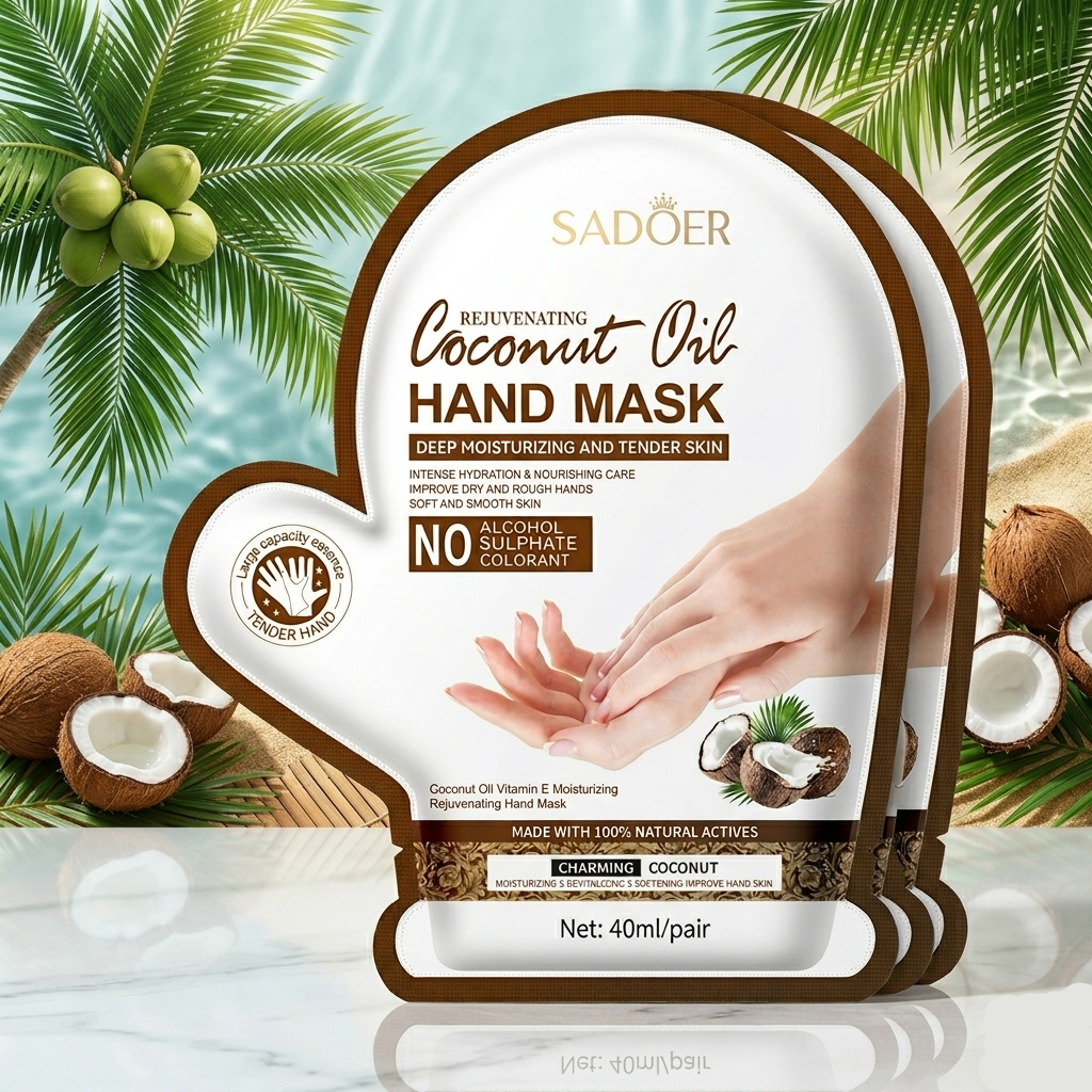 Coconut Oil & Vitamin E Hand Mask 40ml: Nourishes Skin - For Autumn & Winter