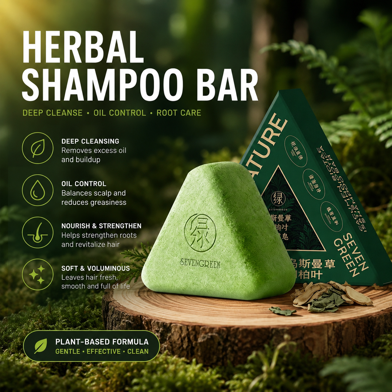 SevenGreen Herbal Oil Control Shampoo Bar