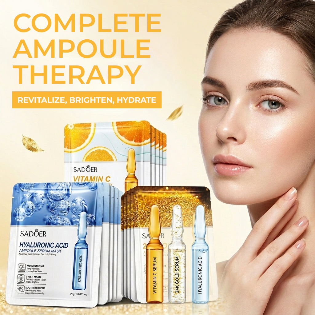 Face Mask Combination with 24K Gold, Vitamin C & Hyaluronic Acid: Pore-Shrinking, Brightening, Hydrating, Anti-Aging for All Skin Types