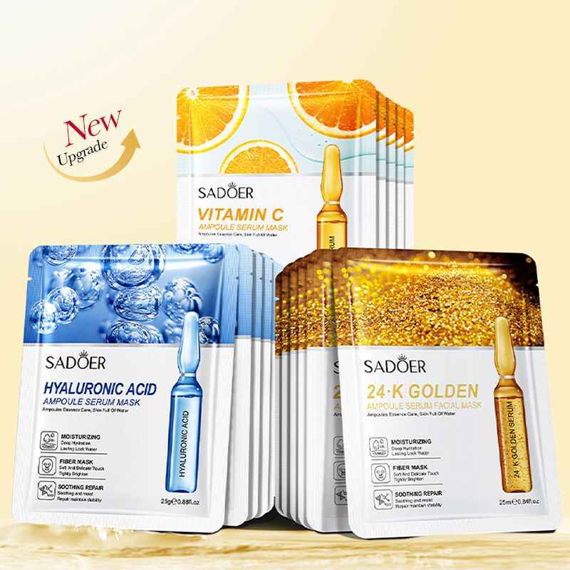 Face Mask Combination with 24K Gold, Vitamin C & Hyaluronic Acid: Pore-Shrinking, Brightening, Hydrating, Anti-Aging for All Skin Types