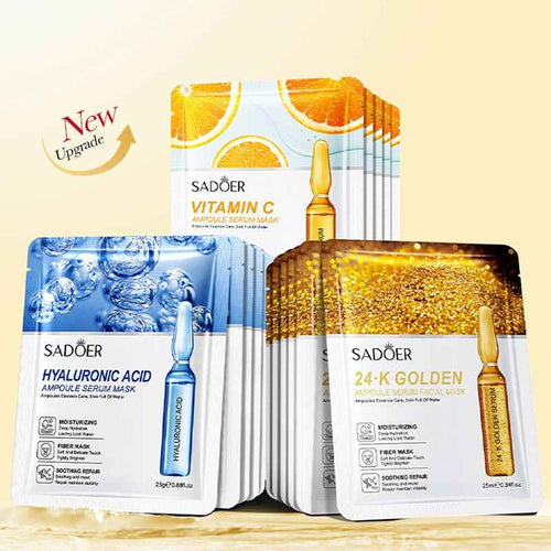 Face Mask Combination with 24K Gold, Vitamin C & Hyaluronic Acid: Pore-Shrinking, Brightening, Hydrating, Anti-Aging for All Skin Types