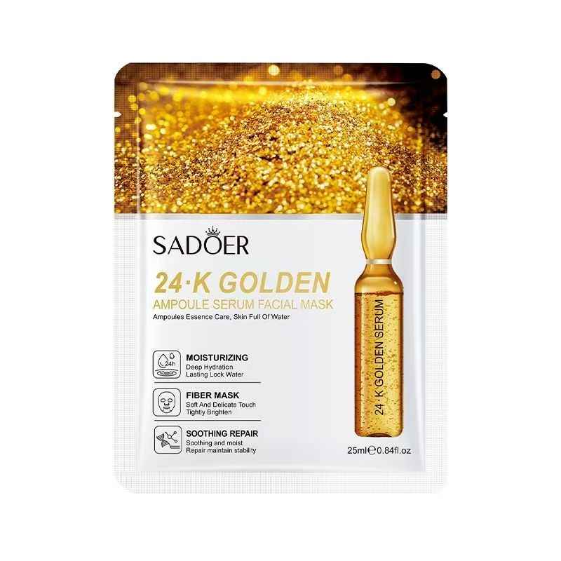 Face Mask Combination with 24K Gold, Vitamin C & Hyaluronic Acid: Pore-Shrinking, Brightening, Hydrating, Anti-Aging for All Skin Types